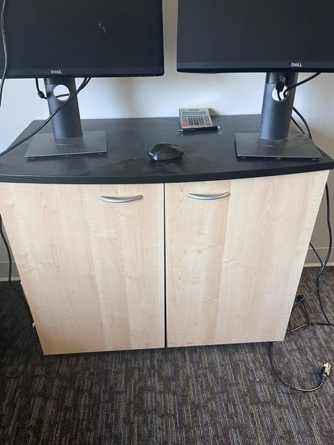 Cabinet- Blk with light wood doors
