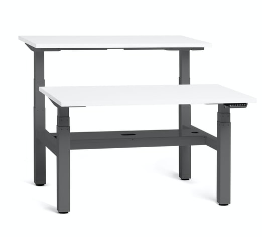 Adjustable Height Double Desk - White/Black