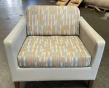 Lounge Chair-Light Grey Lrather With Fabric