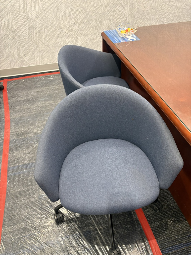Blue mobile guest chair