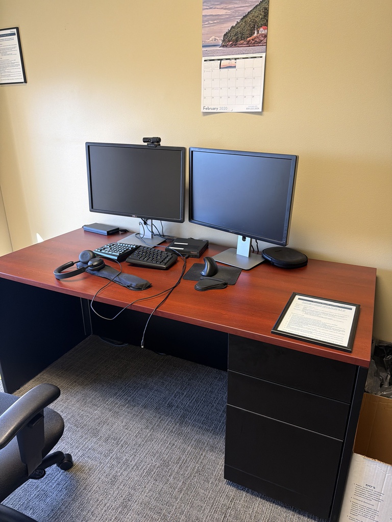 66x 29 3/4 x 29 1/4 DESK w/ Filing Cabinet