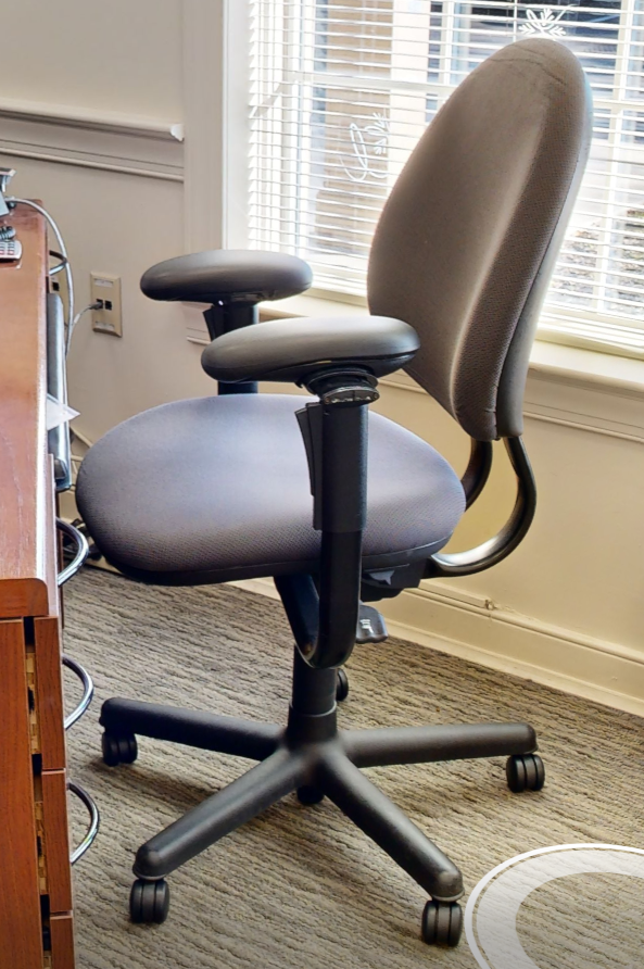 Blue task chair with arms
