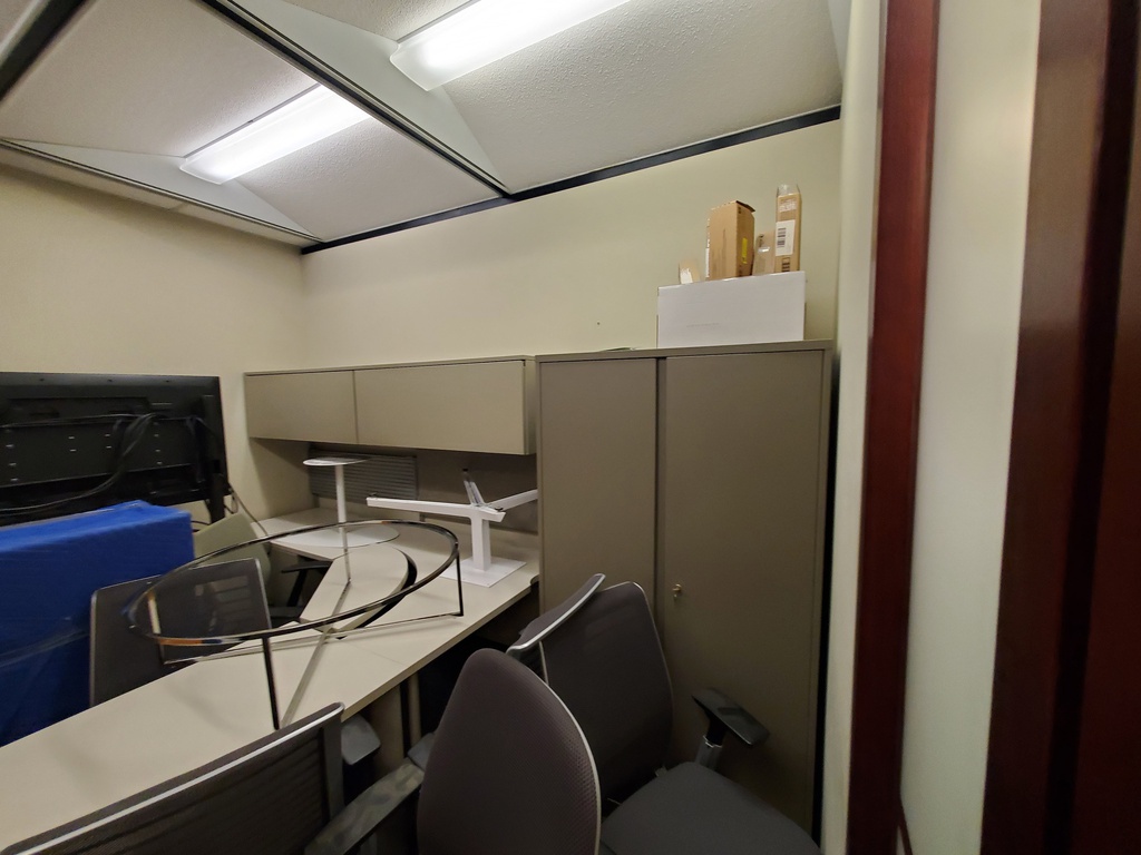 Steelcase enhanced L desk with hutch