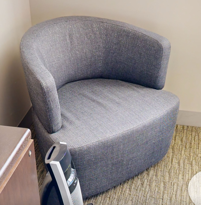 Grey round lounge chair