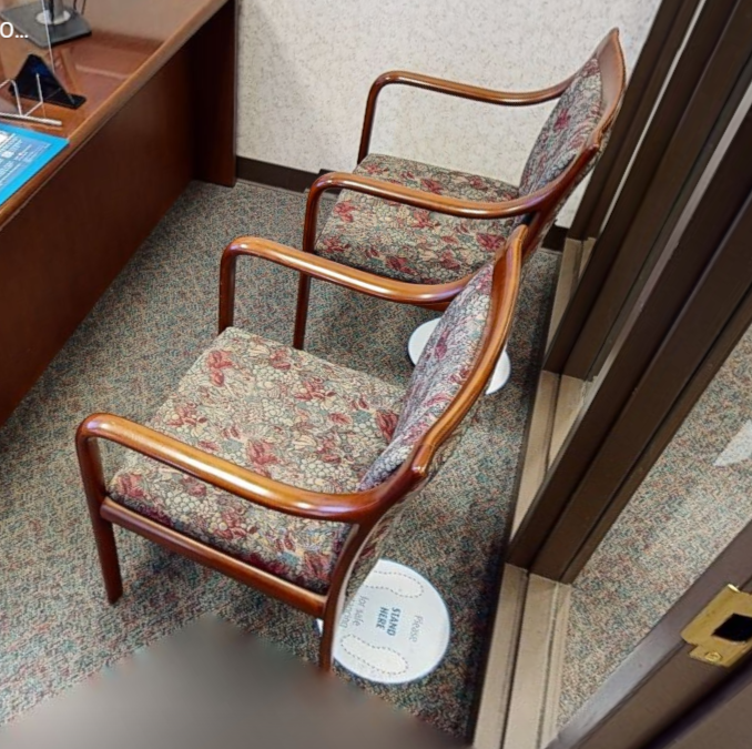 Floral guest chair, wood