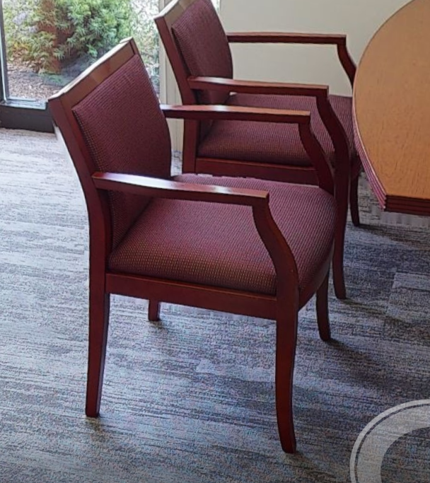 Red guest chair, wood