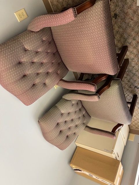 Pink Upholstered Guest Chair - Wood, Upholstered