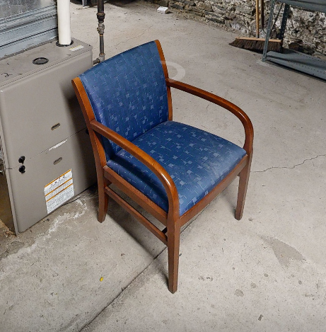 Blue patterned guest chair