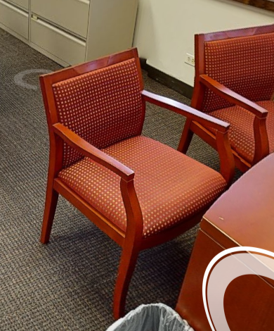  Checkered red guest chair wood