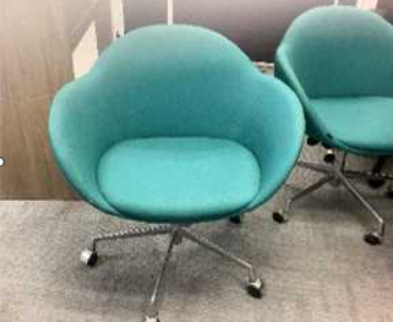 AC Forster Armchair
Green fabric upholstery
5-Star chromed base on castors
