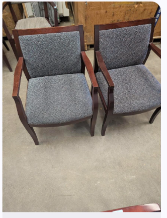 Dark blue and brown guest chair