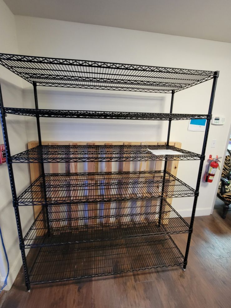 Shelf Unit, 6-Shelves, Black wire metal rack industrial type shelving, 72" x 24" x 72"Ht