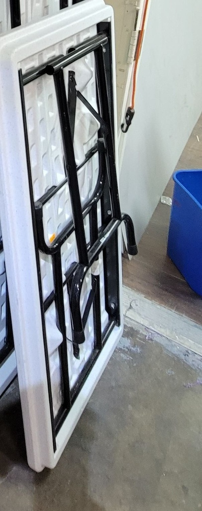 Folding Table, White plastic with metal legs, 24" x 48"