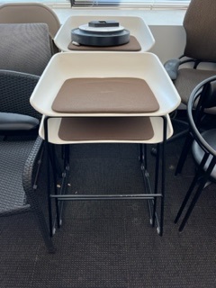Scoop Stools, White &amp; Brown