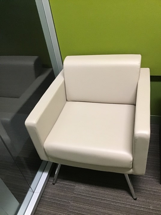 White Leather Single Sofa with Armrest (30”L x 30”W x 30”H)