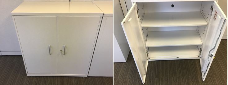 2 Door Cabinet with 3 Shelfs (36”W x 39”L x 18”H)