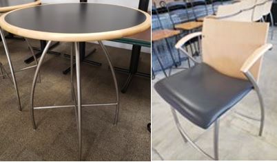 Round Wood Surface Table with 3 Chairs