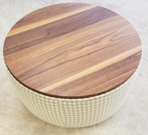 Round Fabric End Table with Wood Top (16Hx26W)