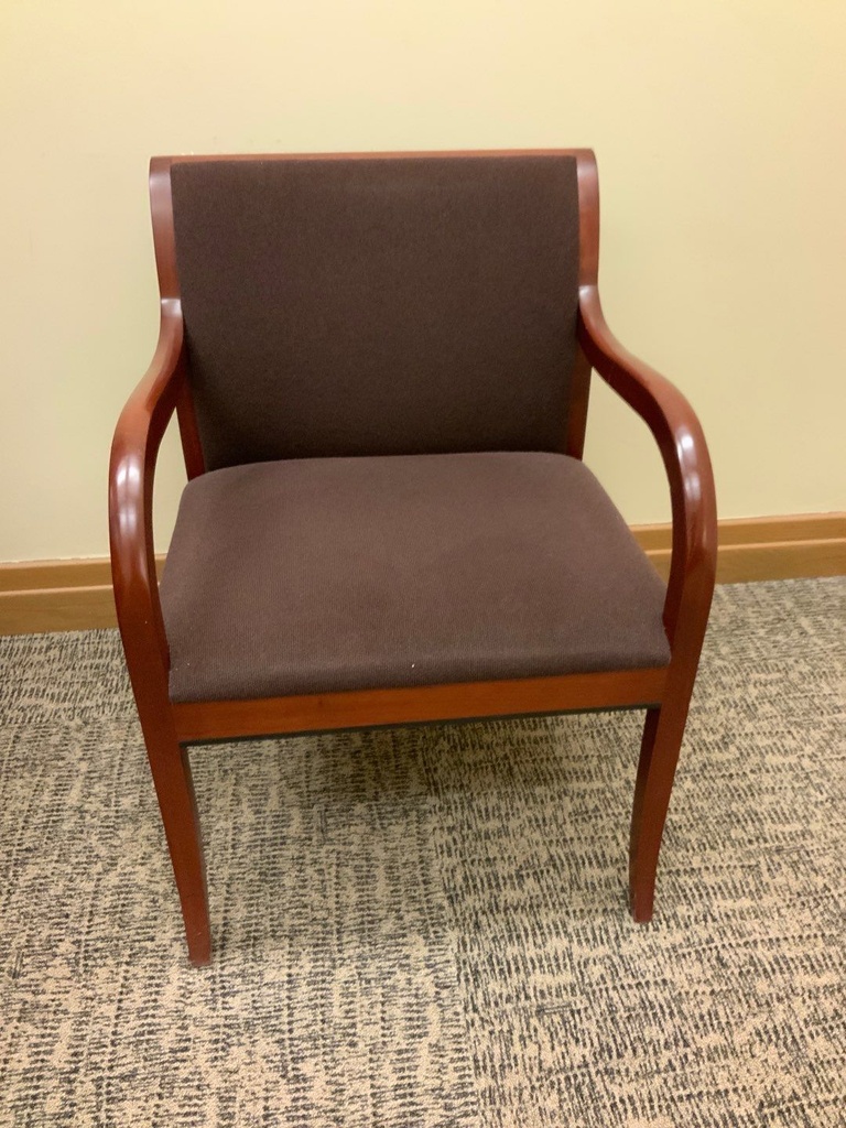 Guest Chair, Wood, Upholstered Seat and Back, with Open Arms