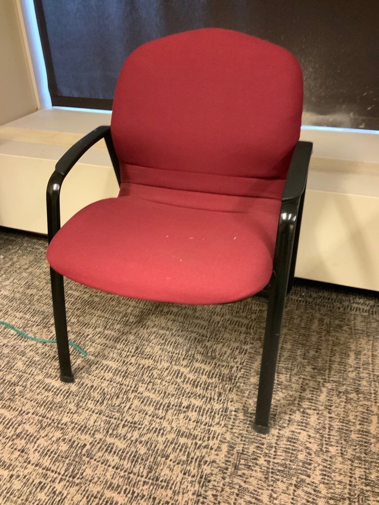 Guest Chair, Post Leg, Stacking, Upholstered Seat and Back, with Arms