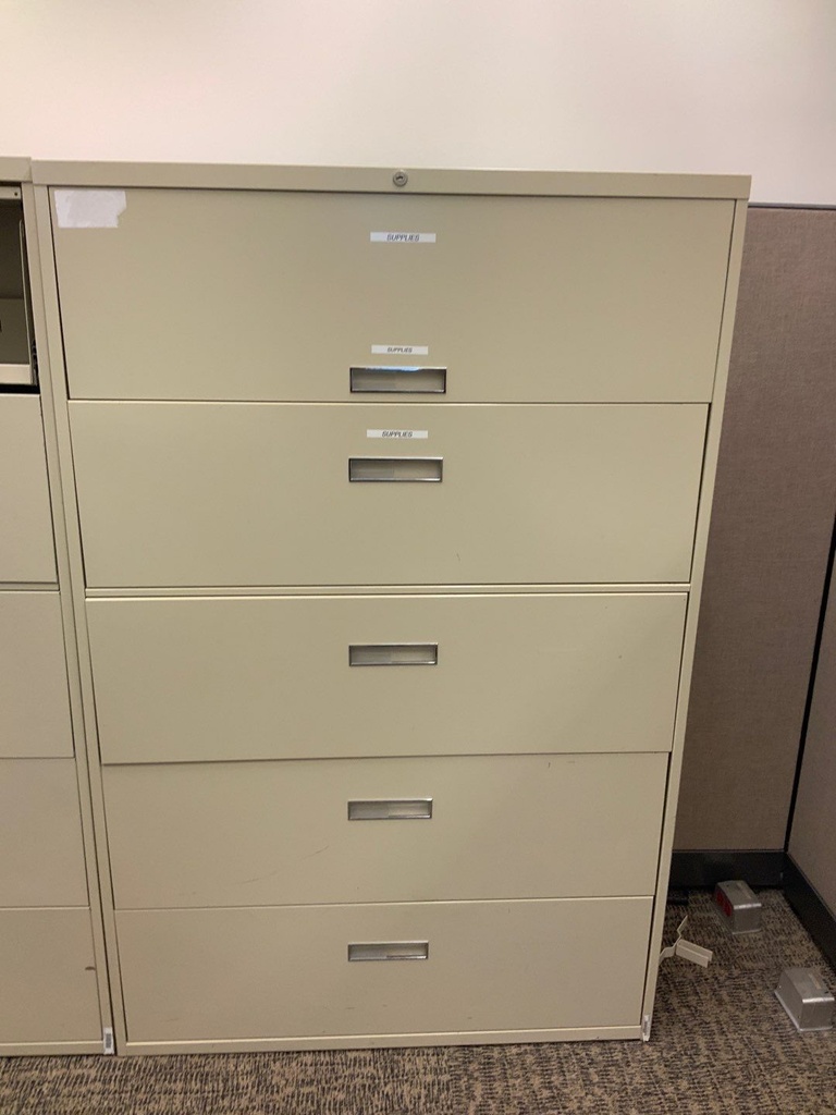 Lateral File, 42W, 5-Drawer, Putty