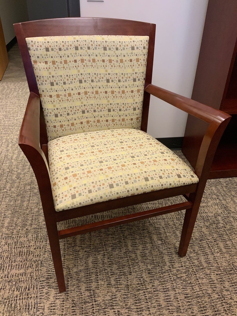 Guest Chair, Wood, Upholstered Seat and Back, with Arms