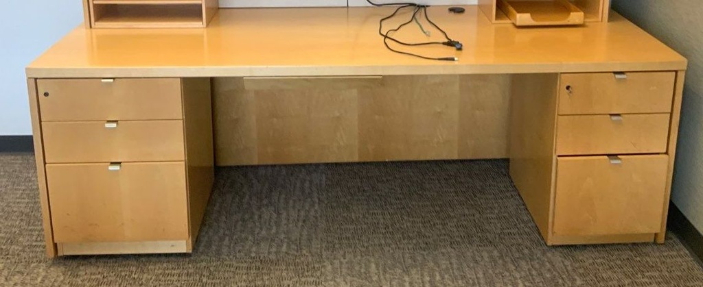 Executive Desk -  36x90 Double Pedestal Desk - BBF Left &amp; Right  - Light Maple