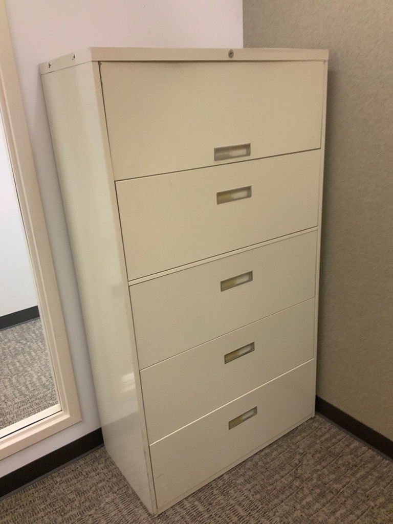 Lateral File, 36W, 5-Drawer, Putty