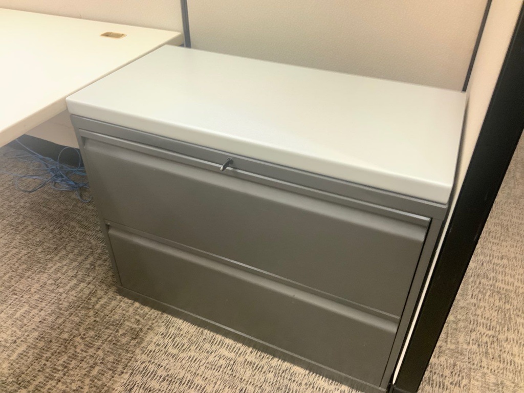 Lateral File, 36W, 2-Drawer, Charcoal w/ Laminate Top