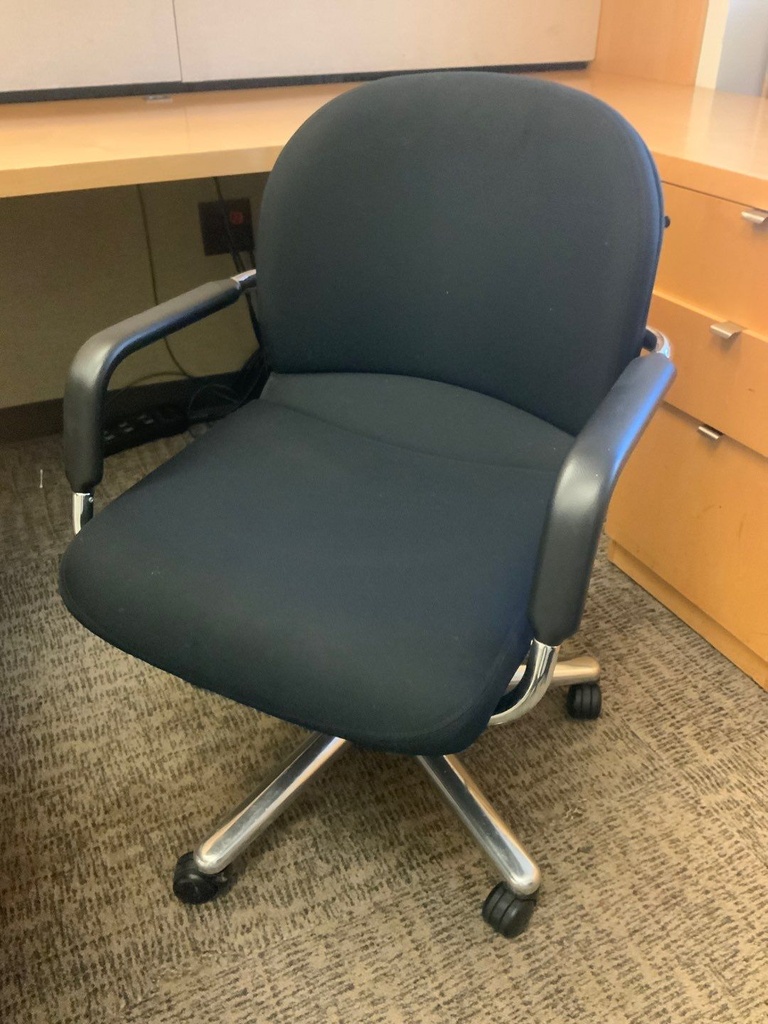 Low Back Conference Swivel w/ Chrome Loop Arms, Upholstered Seat &amp; Back, Plastic Arm Pads