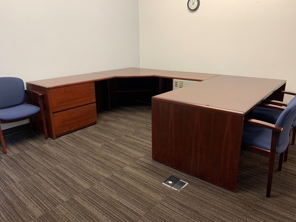 Executive Work Station With Ped - Dark Cherry