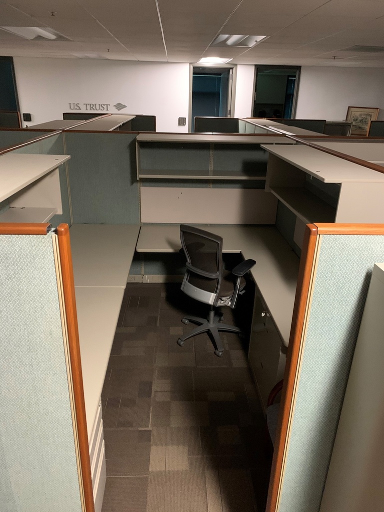 Green Panel, Wood Trim - Overhead Storage - Ped. and Lateral File