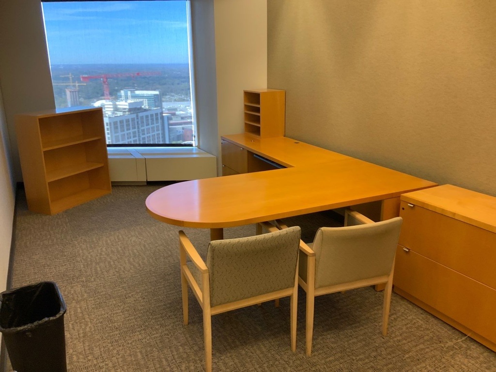 Executive "L" Group - "P" Top Desk, w/ Center Drawer, Return 24x60 w File File 30"Lateral Pedestal, Right Hand - Light Maple - NO HUTCH or STORAGE