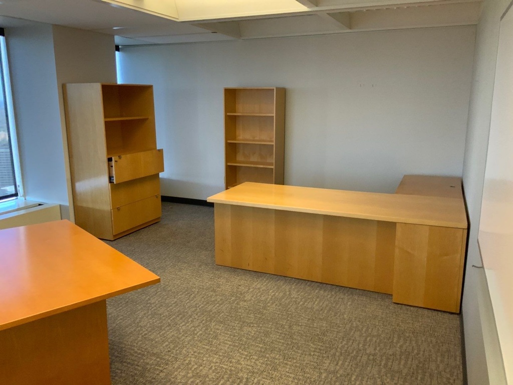 Executive "L" Group -  36x90 Single Pedestal Desk - BBF, Return Surface 24x48 NO Pedestals, Left Hand - Light Maple