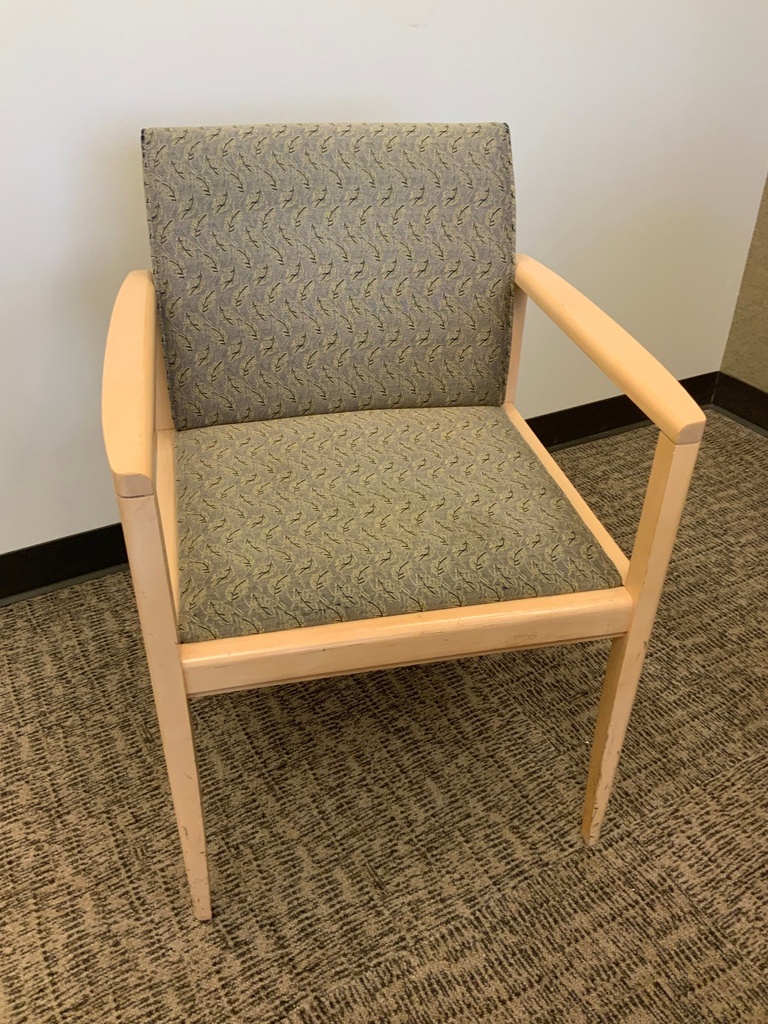 Guest Chair, Wood, Upholstered Seat and Back, with Open Arms