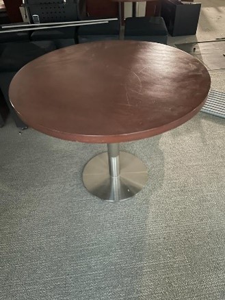 Brown Round Table - Metal Base