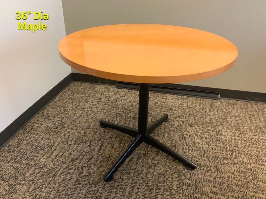 Conference Table, 36"R, Contemorary, Wood Top, "X" Base