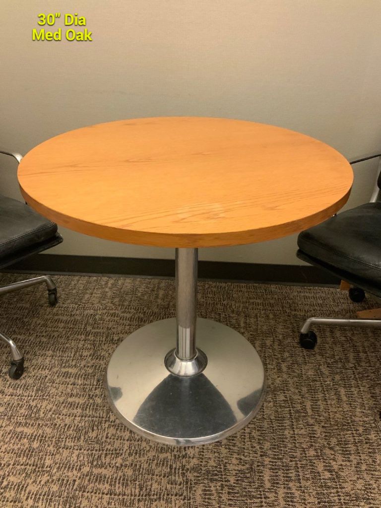 Conference Table, 30"R, Contemorary, Wood Top, Pedestal Base