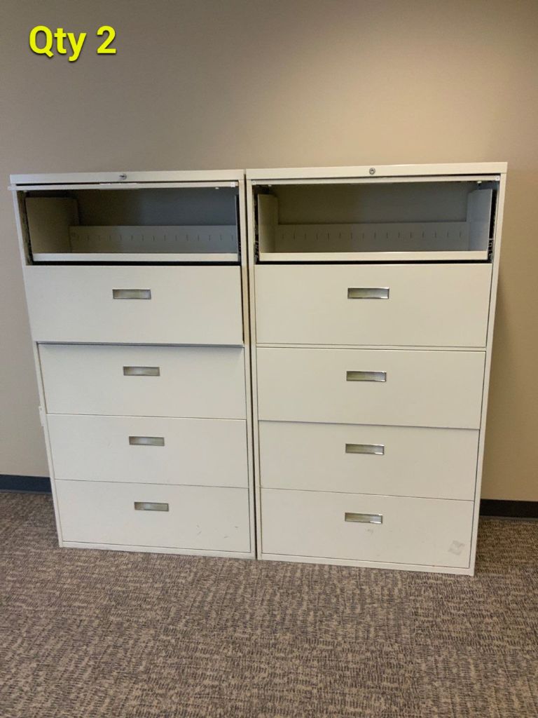 Lateral File, 36W, 5-Drawer, Putty