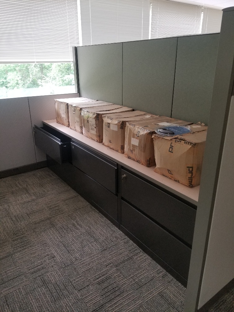 Dark Grey Lateral 2-Drawer Filing Cabinet with Wooden Top (Set of 3)