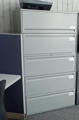 Metal filing cabinet, 5-drawers, grey | Archivador de metal, 5 cajones, gris