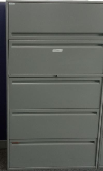 Metal filing cabinet, 5-drawers, grey | Archivador de metal, 5 cajones, gris