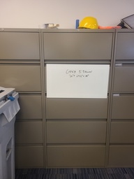 [#D12-29] Filing cabinet, 5 drawer (green/grey, 30"X65.5"X18")