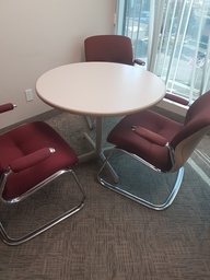 [#C5-86] Round Table 36" white (wood, metal)