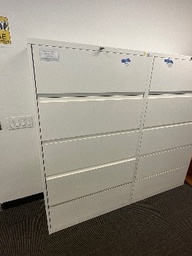 [#D12-5] #5 - white Metal file  (5) drawer cabinets 36 x 63 x18