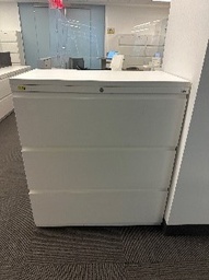 [#D8-12] #8D - white Metal file  (3) drawer cabinets 5 pair w 3 top 60 in37 x 19 x 37.5