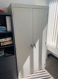 [#D18-67] Storage Cabinet, Tall, Grey w Handles