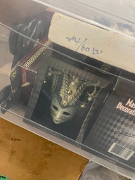 [#I2-26] Bin of mini masks, misc.