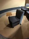 [#B12-37] Blue Lounge Chair with Writing Table