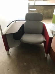 [#B12-68] Red Private Lounge Chair with Writing Table